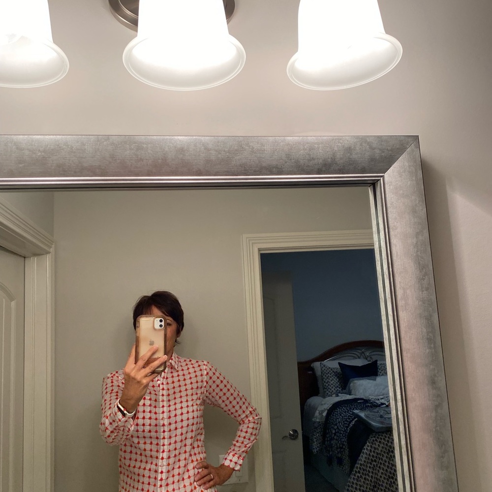 Madewell red and white blouse